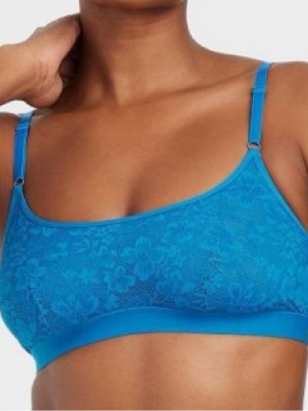 Auden Blue Lightly Lined Scoop Neck Lace Bralette